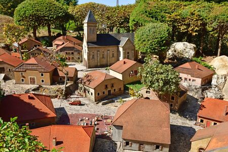 Elancourt; France - september 15 2019 : a typical Juras village in the France Miniature scale model parkのeditorial素材
