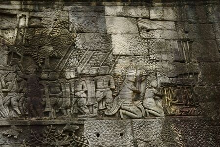 Siem Reap; Kingdom of Cambodia - august 24 2018 : the Angkor Bayon templeの写真素材