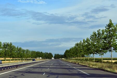Clery en Vexin, France - august 8 2019 : the D 6014 road between Clery en Vexin and Fleury sur Andelleのeditorial素材