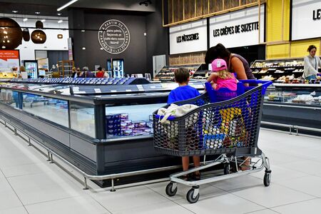 Plouer sur Rance; France - july 28 2019 : the supermarketのeditorial素材