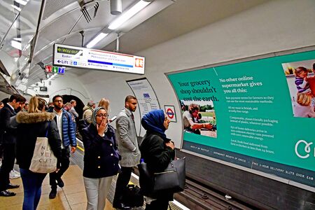 London, England - may 1 2019 : the tube in King cross Saint Pancras station
