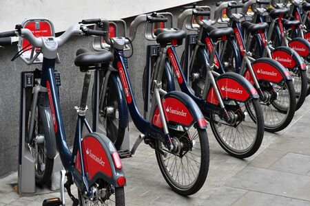 London, England -  may 3 2019 : free bicycle rental in the Leicester Square