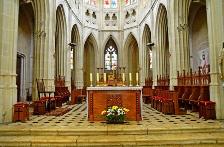 Montoire sur le Loir; France - june 30 2019: the Saint Laurent church