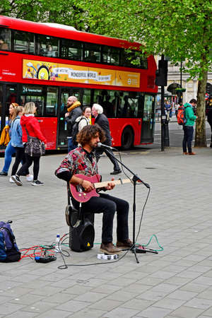 London; England ; may 3 2019 : singer on the Trafalgar Square