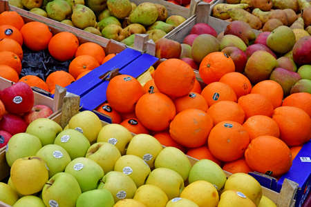 Dunkerque, France - january 25 2019 : fruits and vegetables at the saturday marketのeditorial素材