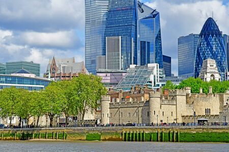 London; England - may 5 2019 : Thames river cruise in the city centreの写真素材