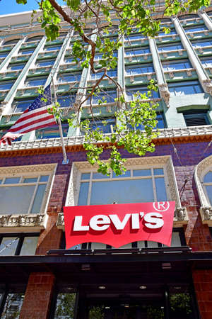 San Francisco, USA - july 16 2018 : cloth shop in the city centre