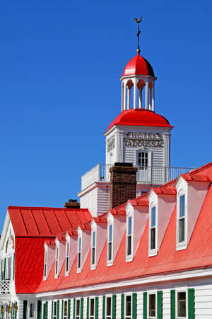 Quebec; Canada- june 25 2018 : the hotel Tadoussac in the village of Tadoussac built in 1866のeditorial素材