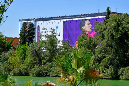 Seville; Spain - august 28 2019 :  modern buildings near the Guadalquivirのeditorial素材