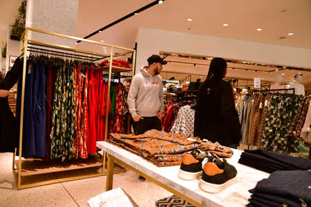 Paris; France - march 31 2019 : cloth shop on the Champs Elysees