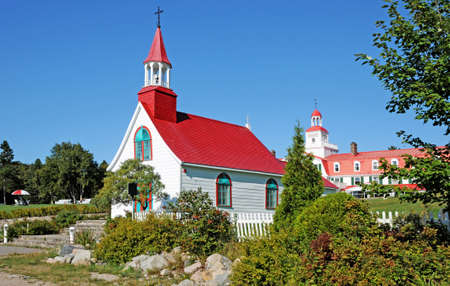 Quebec; Canada- june 25 2018 : the old chapel of Tadoussac built in 1747のeditorial素材