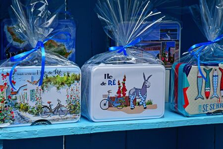 La Flotte, ile de Re, France - march 13 2020 : gift shop in the village centre