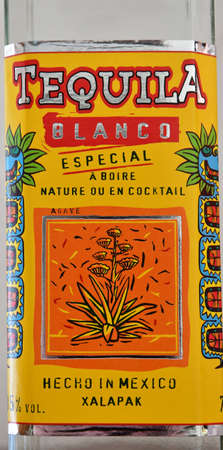 Paris; France - april 22 2020 : a bottle of white Tequila for French Marketのeditorial素材