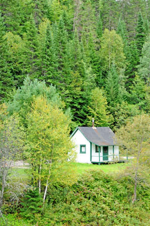 Quebec; Canada- June 25 2018: old house in Matapedia forest in Gaspesieのeditorial素材