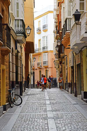 Cadiz; Spain - August 28, 2019: the historical city centerのeditorial素材