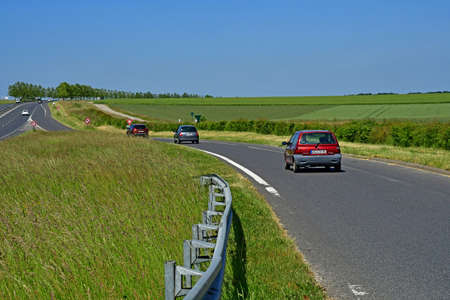 Clery en Vexin, France - May 26 2020: the D 14 road
