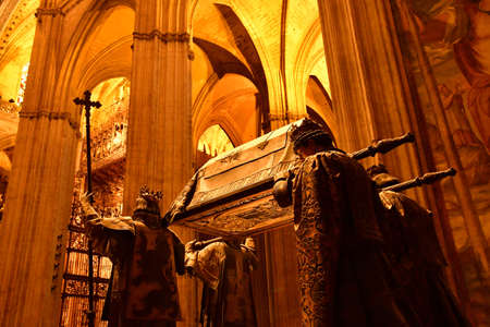 Seville; Spain - August 28, 2019: the historical cathedral