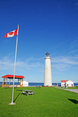Quebec; Canada- June 25 2018: the lighthouse of Cap les Rosiers in Gaspesieのeditorial素材