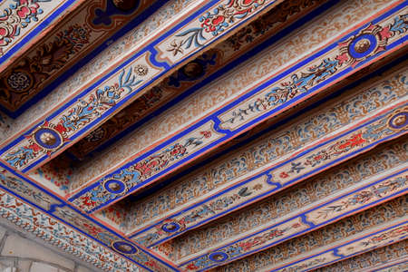 Cere la Ronde, France - july 15 2020: French style ceiling in the medieval castle of Montpouponのeditorial素材