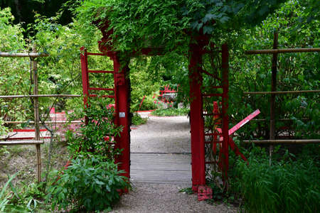 Amboise; France - july 14 2020: chinese garden in the Chanteloup pagoda parkのeditorial素材