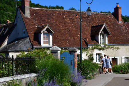Chedigny, France - july 11 2020: the flowered village of Chedigny in summerのeditorial素材