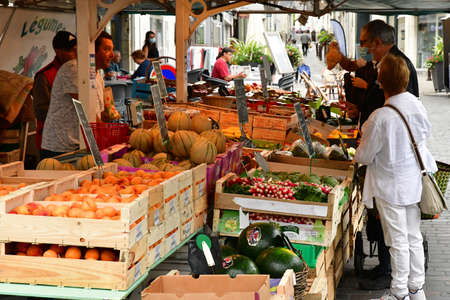 Loches; France - july 15 2020: fruits and vegetables at the marketのeditorial素材