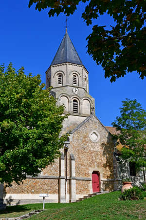 Saint Martin la Garenne, France - september 23 2020: the Saint Martin churchの写真素材