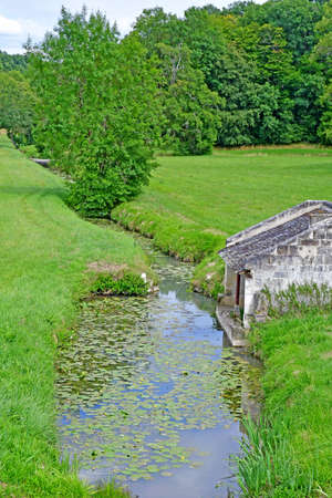 Cere la Ronde, France - july 15 2020: the landscape in front of the castle of Montpouponのeditorial素材