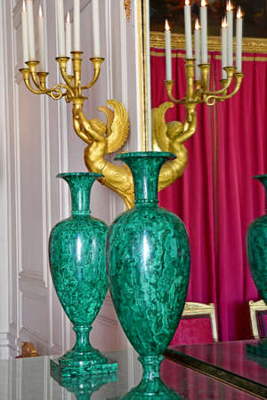 Versailles; France - september 22 2020: Malachite room in the Grand Trianon in the Marie Antoinette...