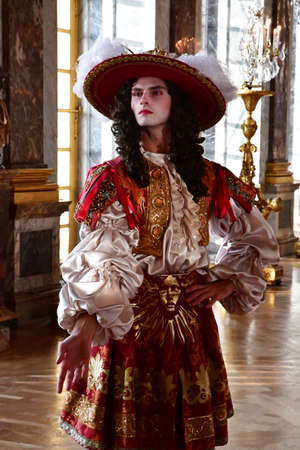 Versailles; France - september 19 2020: Louis 14 in the Royal Serenade in the Versailles Palace