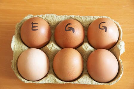 Poissy; France - May 18 2020: an eggs boxのeditorial素材