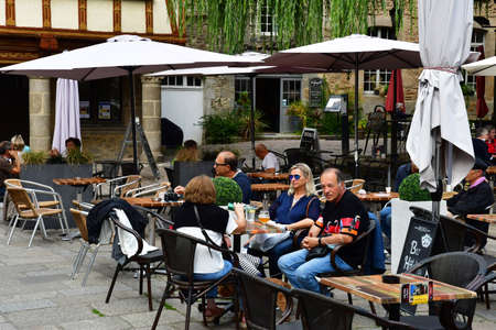 Dinan, France - September 7 2020: bar in the picturesque cityのeditorial素材
