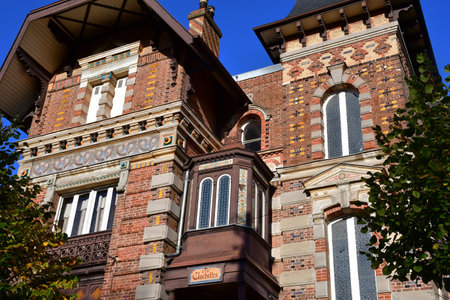 Houlgate; France - October 9 2020: Belle Epoque old houseのeditorial素材