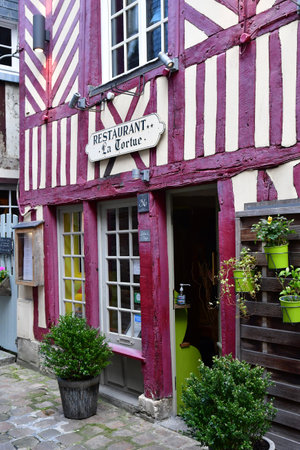 Honfleur; France - august 18 2020: restaurant in the city centerのeditorial素材