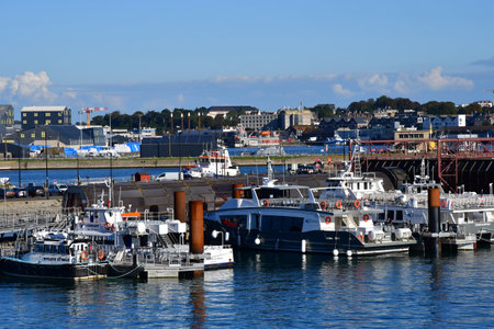 Saint Malo, France - September 7 2020: boat in the portのeditorial素材