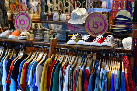 Saint Malo, France - september 7 2020: cloth shop in the walled cityのeditorial素材