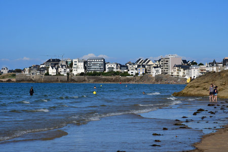 Saint Malo, France - September 7 2020: the Sillon beach districtのeditorial素材