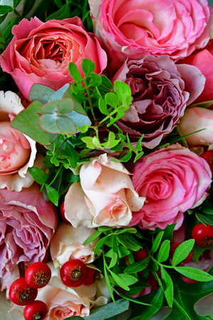 Verneuil sur Seine; France - October 2 2020: rose bunchのeditorial素材