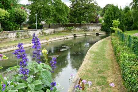 Loches; France - july 15 2020: the Indre riverのeditorial素材