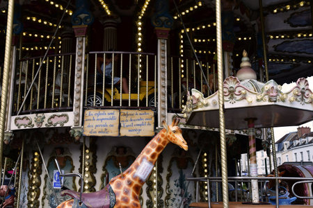 Fontainebleau, France - august 21 2020: a picturesque carouselのeditorial素材