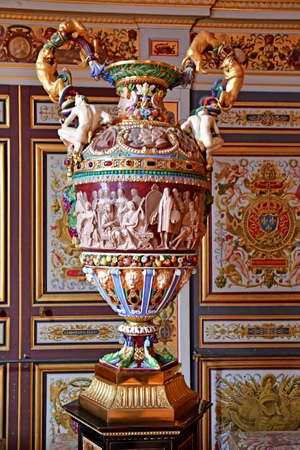 Fontainebleau, France - august 21 2020: vase in the historical castleのeditorial素材