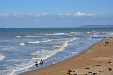 Cabourg; France - October 8 2020: the beach behind the Grand Hotelのeditorial素材