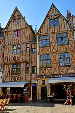 Tours; France - july 11 2020: Plumereau square in the old city centerのeditorial素材