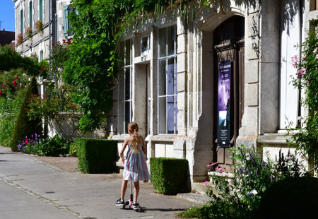 Chedigny, France - july 11 2020: the flowered village of Chedigny in summerのeditorial素材