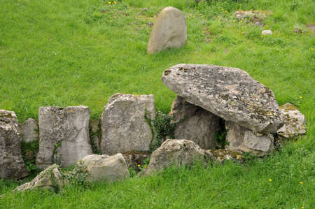 Saint-Germain-en-Laye, France - April 3 2017: a community neolithic tomb in the moat of the castleのeditorial素材