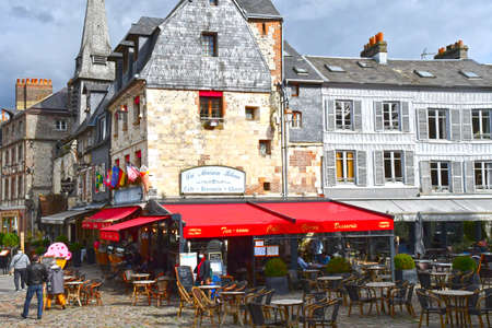 Honfleur; France - august 18 2020: restaurant in the city centerのeditorial素材