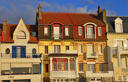 Le Touquet Paris Plage, France - April 3 2017: the picturesque waterfrontの写真素材