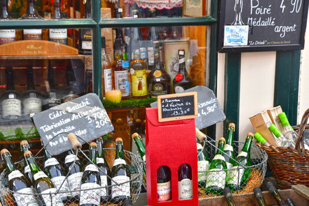 Honfleur; France - August 18 2020: wine merchantのeditorial素材