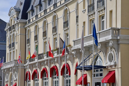 Cabourg; France - October 8 2020: the Grand Hotel, a famous luxury hotelのeditorial素材
