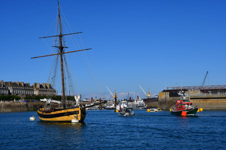 Saint Malo, France - september 7 2020: Le Renard boat, the last boat of Robert Surcoufのeditorial素材